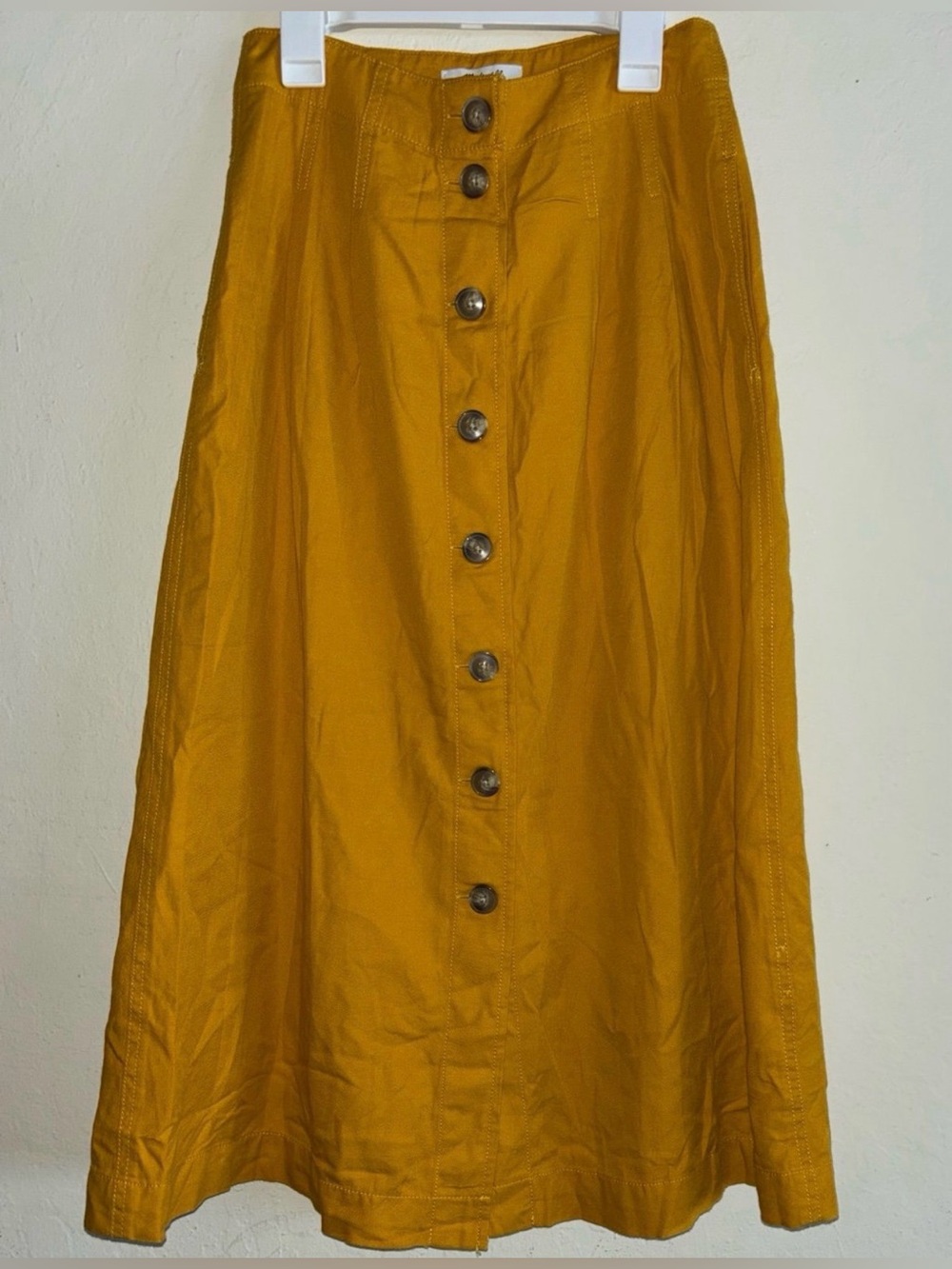 Madewell Patio Button-Front Midi Skirt